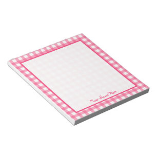 Guingão cor-de-rosa bloco de notas personalizado