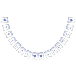 Guirlanda de Bandeiras de Chá de Noiva Floral Azul