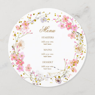 guirlanda de flores rosa aquarela menu