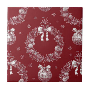 Guirlanda de Natal Toile em Vermelho Escuro