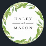 Guirlanda de oliveiras adesivo personalizado<br><div class="desc">Azeitonas bonitas em aquarela e ramos verdes,  adesivo personalizado. Projetado para combinar com nossa coleção Tuscan Olive Greenery.</div>