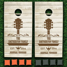 Guitar Country Music Rustic Wood Family Name