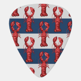 Guitar Pick Lagostas náuticas em Marinho azul e Cinzas