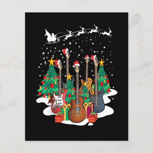 Guitar Santa Hat Árvore de Natal Ama Música Engraç (Frente)
