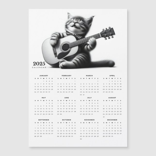 Guitarista Gato-Gato-Gato-Gato Scarf 2025 Calendár (Frente)