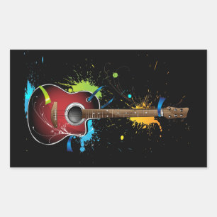 Guitarra acústica com adesivos de pintura