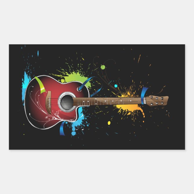 Guitarra acústica com adesivos de pintura (Frente)