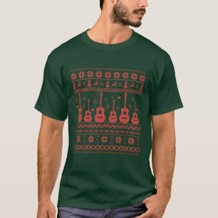 Guitarra acústica de suéter de Natal feia
