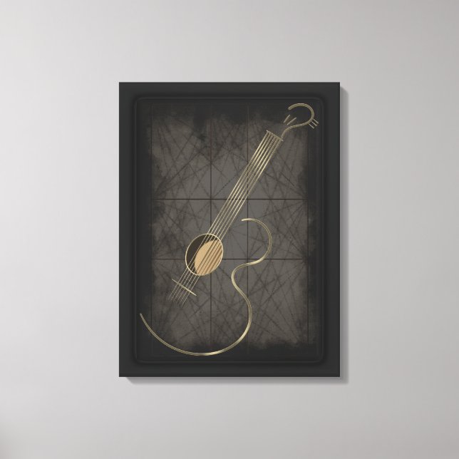 Guitarra Acústica Logotipo Canvas Wall Art (Frente)