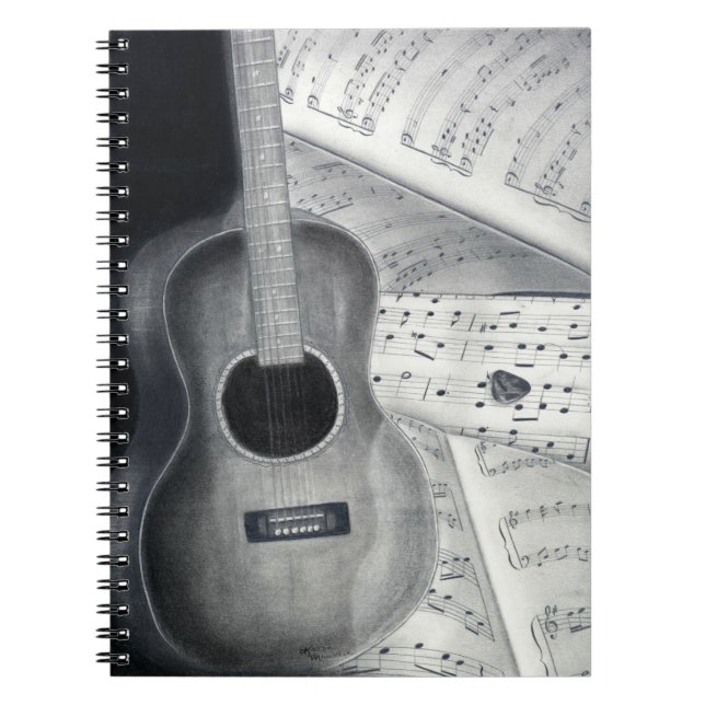 Guitarra & caderno espiral da partitura (Frente)