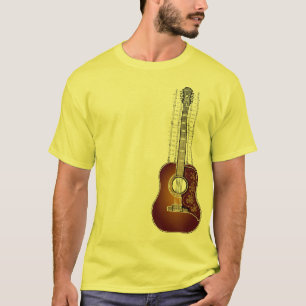 Guitarra com partitura - camisa do vintage de T