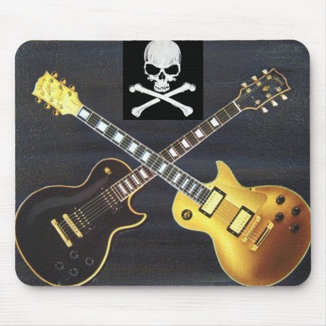 Guitarra de duelo crânio & Crossbones Mousepad (Frente)