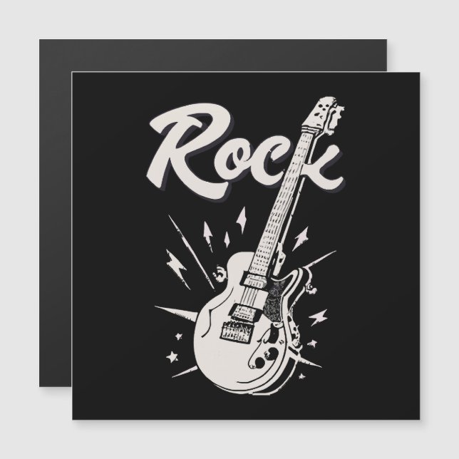Guitarra elétrica com a palavra rock (Frente/Verso)