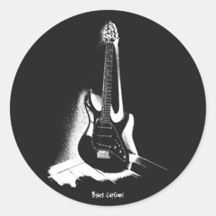 Guitarra elétrica preta & branca - etiqueta