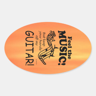 Guitarra Sente O Adesivo De Oval De Música