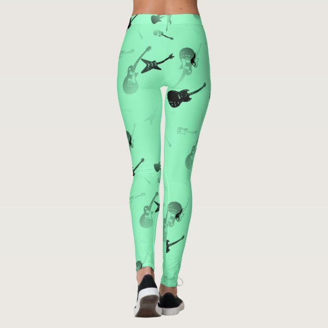 Guitars Rock Aqua - Leggings coloridas (Verso)