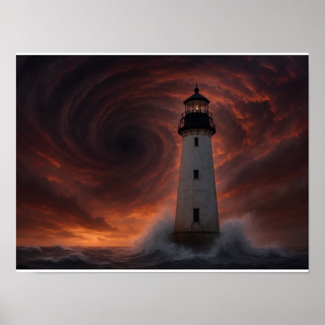 Gulf Coast Storm Poster - Lighthouse Hurricane Art (Frente)