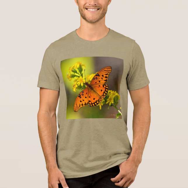 Gulf Fritillary aka Passion Butterfly on Goldenrod (Frente)
