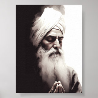 Guru Nānak Abstrato Retrato - Sikh Poster