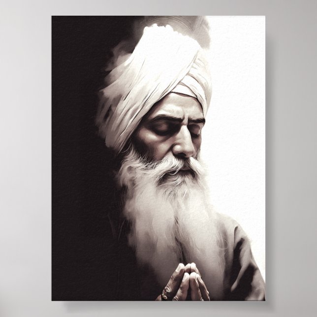 Guru Nānak Abstrato Retrato - Sikh Poster (Frente)