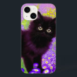 Gustav Klimt Black Kitten<br><div class="desc">capas de iphone com um gatinho preto Gustav Klimt! Esta beleza de olhos largos se coloca num campo verde de flores roxas. Um presente pensativo para amantes de gatos e entusiastas de arte austríacos!</div>