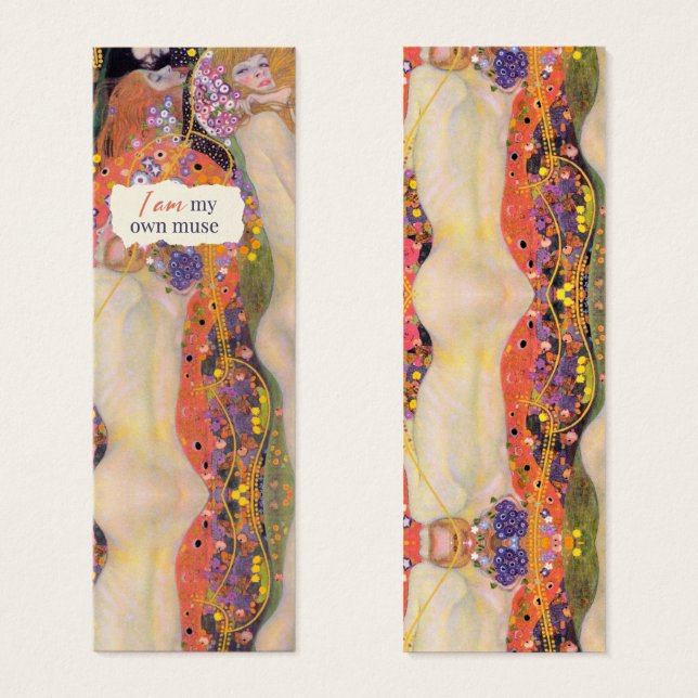 Gustav Klimt Black Orange Peach Bookmarks (Frente & Verso)