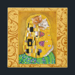 Gustav Klimt Cat Beija imã de ouro<br><div class="desc">Esta é uma colher da pintura de Gustav Klimt conhecida como "O Beijo". Minha versão apresenta gatos. Esta imagem também está disponível em outros produtos da minha loja Zazzle.</div>