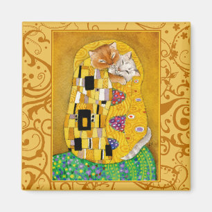 Gustav Klimt Cat Beija imã de ouro