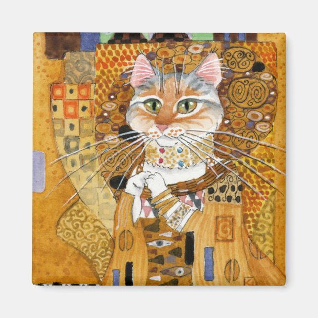 Gustav Klimt Cat em Dourado imã (Frente)