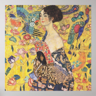 Gustav Klimt - Dama com Poster de reprodução do ve