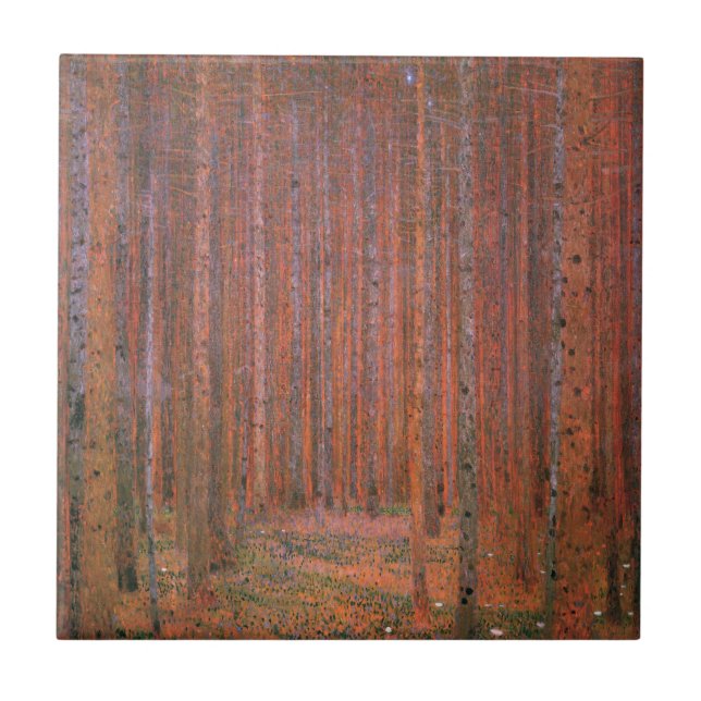 Gustav Klimt Fir Forest Tannenwald árvores vermelh (Frente)