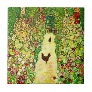 Gustav Klimt Garden com Galinhas