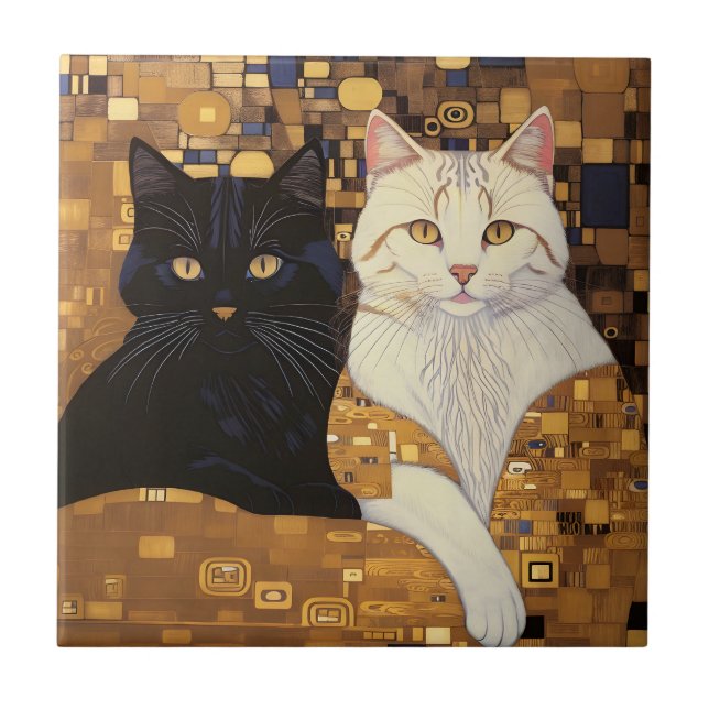 Gustav Klimt Inspirou Dois Gatos Na Cama (Frente)