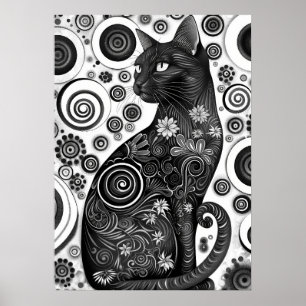 Gustav Klimt inspirou Poster de Gato Branco e Pret