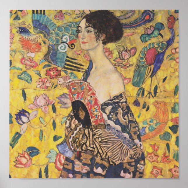 Gustav Klimt Lady with Fan Poster (Frente)