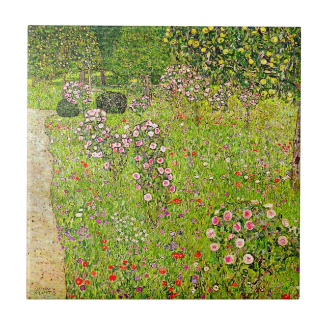 Gustav Klimt Orchard com Rosas (Frente)