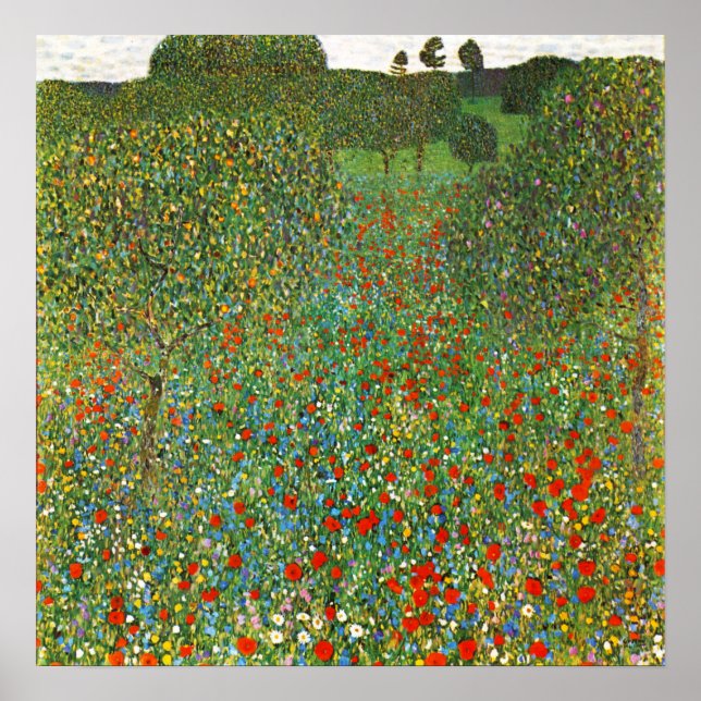 Gustav Klimt Poppy Field Poster (Frente)