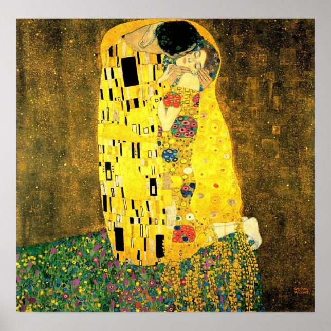 Gustav Klimt - Poster do Beijo (Frente)