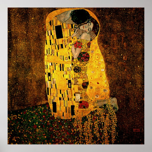 Gustav Klimt Poster O Beijo (Frente)