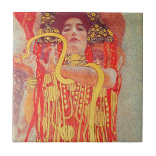 Gustav Klimt Red Woman Dourada pintura Cobra