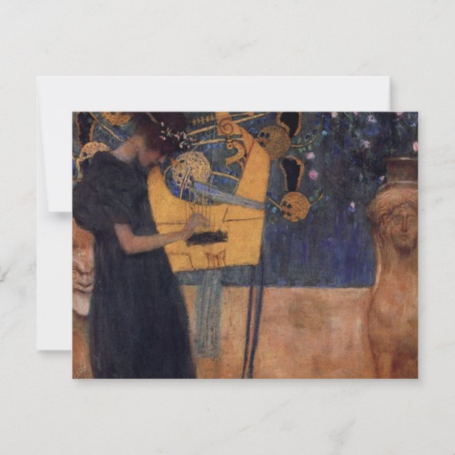 Gustav Kllimt Harp Music Convites (Frente)