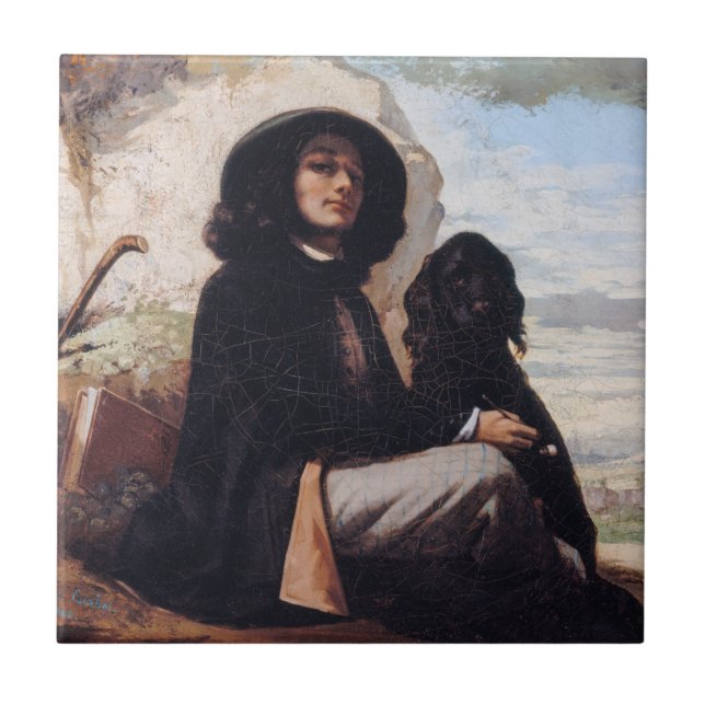 Gustave Courbet - Autorretrato com um Cachorro Neg (Frente)