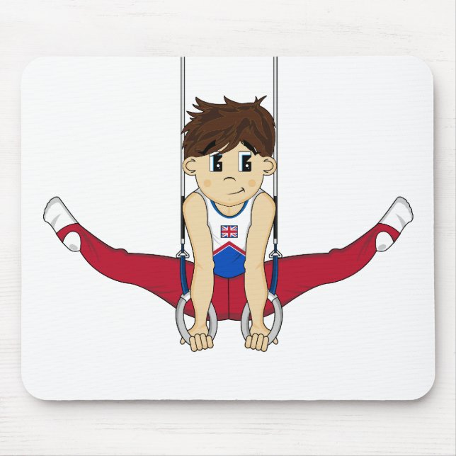 Gymnast bonito em anéis Mousepad (Frente)