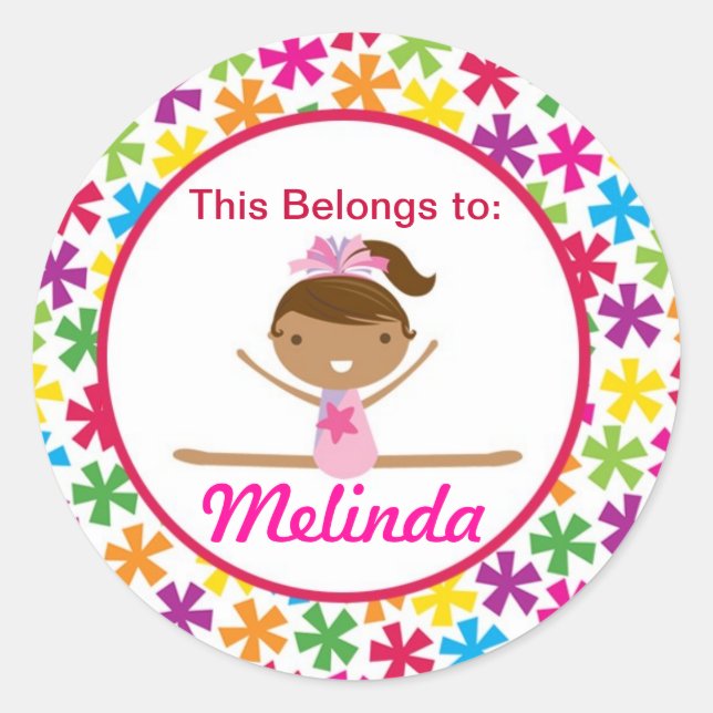 Gymnast da Estrela Brilhante de volta ao adesivo e (Frente)