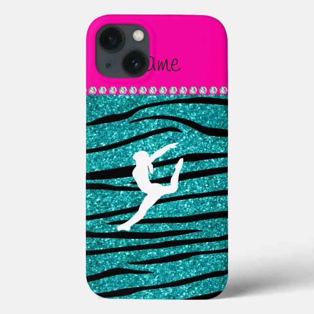 Gymnast turquoise glitter zebra strips (Verso)
