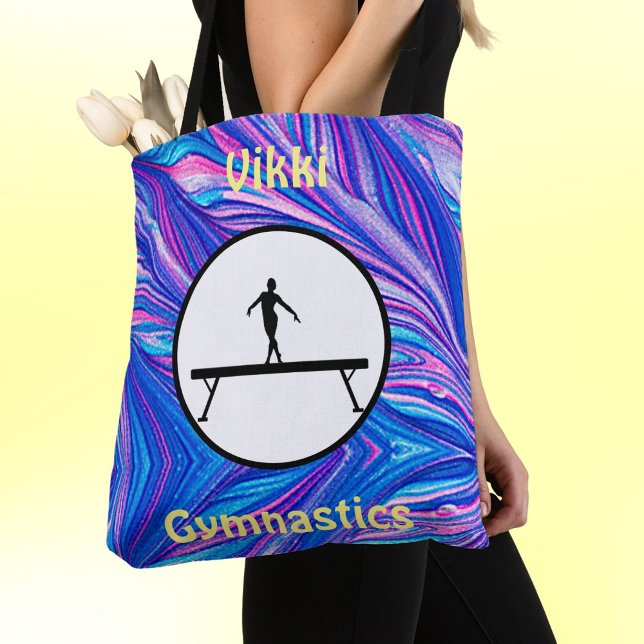 Gymnastics Balance Beam Metallic Swirls Tote Bag (Criador carregado)