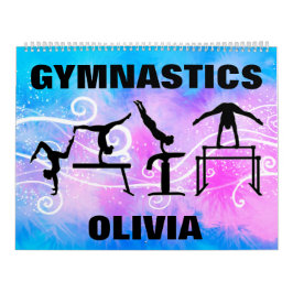 Gymnastics Blue Purple White Swirl Calendário
