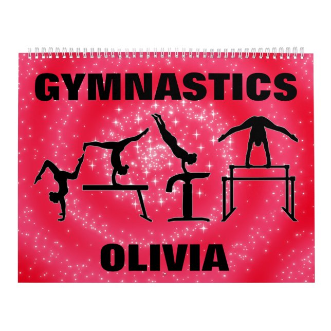 Gymnastics Cherry Sparkle Swirl Calendário (Capa)