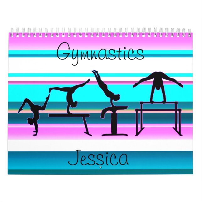 Gymnastics Pastel Stripes Calendário (Capa)