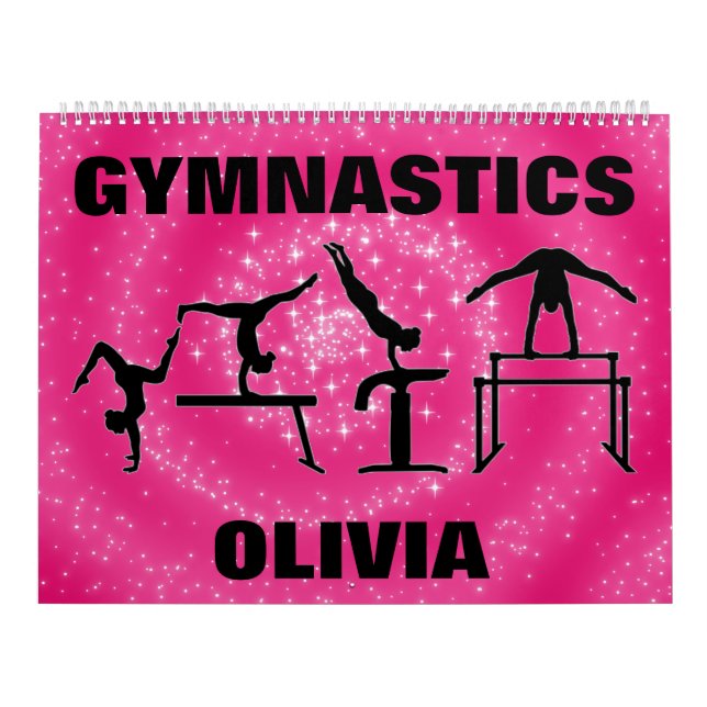 Gymnastics Pink Sparkle Swirl Calendário (Capa)